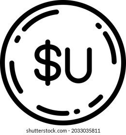 Uruguayan peso coin icon vector illustration