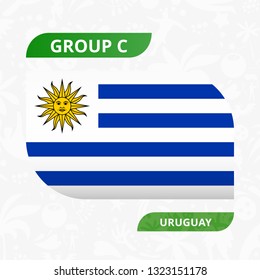 Uruguayan team flag, made in football competition style. Vector illustration.