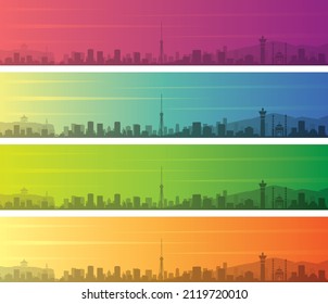 Banner de la línea de horizonte con múltiples degradados de color Urumqi