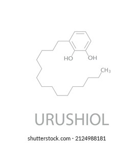 Urushiol Molecular Skeletal Chemical Formula.	Vector Illustration.