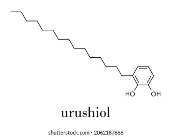 Urushiol Poison Ivy Allergen Molecule. Also Present In Poison Oak, Lacquer Tree And Poison Sumac. Urushiol Is A Mixture Of Closely Related Components, Only One Of Which Is Shown. Skeletal Formula.