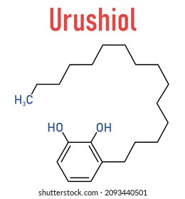 Urushiol Poison Ivy Allergen Molecule. Also Present In Poison Oak, Lacquer Tree And Poison Sumac. Urushiol Is A Mixture Of Closely Related Components, Only One Of Which Is Shown. Skeletal Formula.