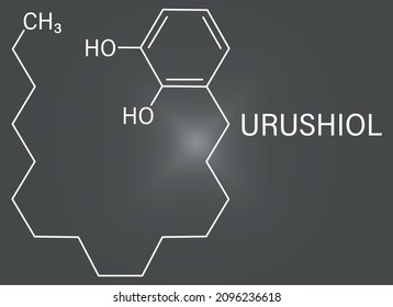 Urushiol Poison Ivy Allergen Molecule. Also Present In Poison Oak, Lacquer Tree And Poison Sumac. Urushiol Is A Mixture Of Closely Related Components, Only One Of Which Is Shown. Skeletal Formula.