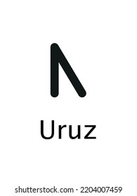 Uruz Of Runes Alphabet, Futhark. Writing Ancient Germans. Vector Mystical Symbols. 
Esoteric, Occult, Magic Illustration For Tattoos.
