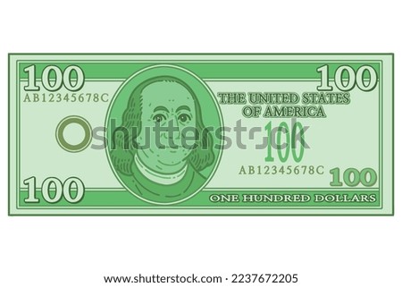 US 100 Dollar bill. Vector illustration.