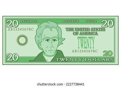 US 20 Dollar bill  Vector illustration 