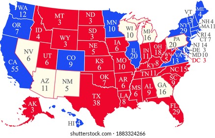 US 2020 presidential election map with swing states