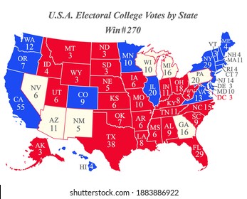 US 2020 Presidential Election Map With Swing States