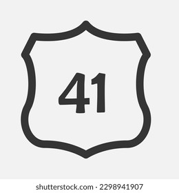US 41 highway road. Travel information sign. Interstate highway shields used in the US. Vector illustration