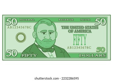 US 50 Dollar bill. Vector illustration.