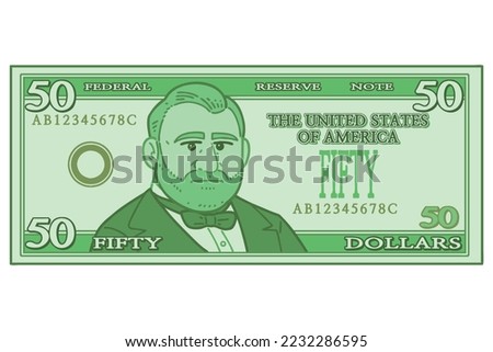 US 50 Dollar bill. Vector illustration.