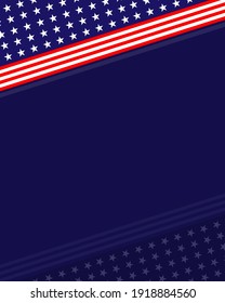 US abstract flag symbols background border frame with empty space for text.