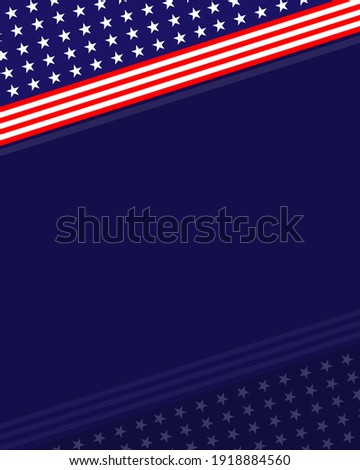 US abstract flag symbols background border frame with empty space for text.
