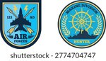 Us air force 4th fighter wing emblem patch vector illustration with aircraft silhouette and squadron number 123