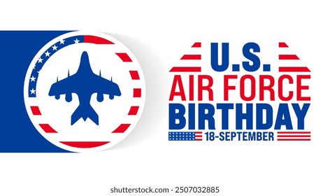 US Air Force birthday background or banner design template. Holiday concept. Template for background, banner, card, poster, placard, design template with unique shapes with standard color.