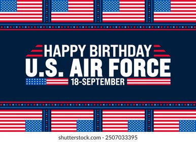 US Air Force birthday background or banner design template. Holiday concept. Template for background, banner, card, poster, placard, design template with unique shapes with standard color.