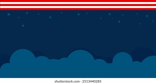 US air force birthday background with copy space, red and white flag, clouds, and stars. suitable for banner.