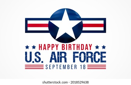 U.S. Air Force birthday is observed every year on September 18 all across United States of America. Vector illustration