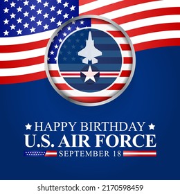 U.S. Air Force birthday is observed every year on September 18 all across United States of America. Vector illustration