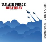 us air force birthday september 8th, with dark clouds and silhouette of plane on white background, suitable for banner, poster, mobile design