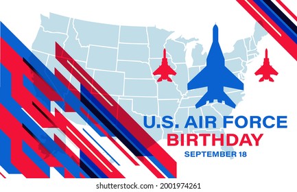 US Air Force Birthday. September 18. Poster, Template, Card, Banner, Background Design. Vector EPS 10