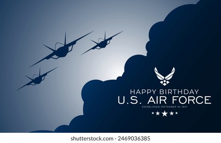 Cumpleaños de la Fuerza Aérea de EE. UU. 18 de septiembre Ilustración vectorial de fondo