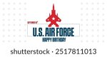 U.S. Air Force greeting card. Red fighter jet. White background with stars