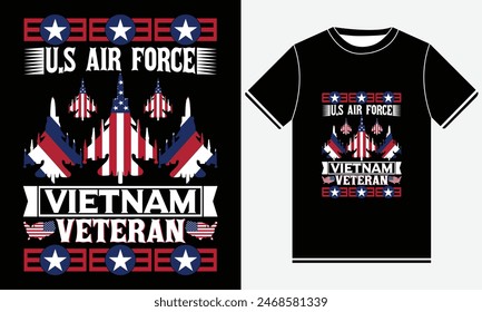 U.S Air Force Vietnam Veteran T-shirt, 4th of July, 4th of July Dress, USA Flag T-shirt, America T-shirts, Independence day, Best USA T-shirt, USA Shirt Design Template, Illustration