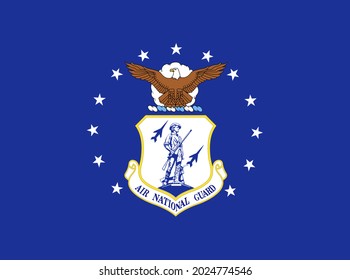 US Air National Guard Flag, United States Of America, Vector Illustration