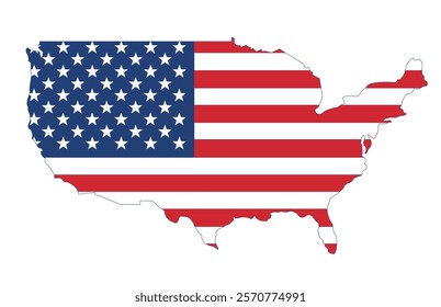 US America map and national flag, vector illustration.