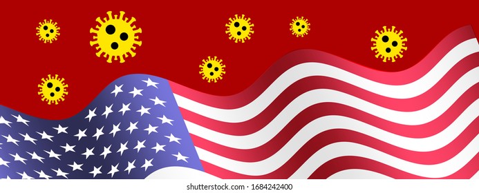 US America Under Attack Of Corona Virus Background Poster Design Vector Illustration