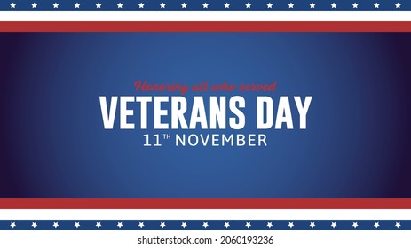 US America Veterans Day Simple Background Editable Vector