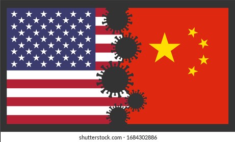 US America vs China Flags World Politics Background Concept Vector Illustration