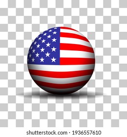 US American Flag 3d Sphere Vector Illustration in Transparent Background