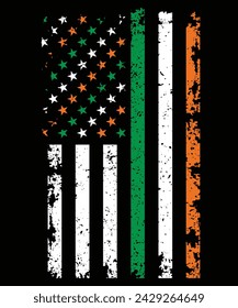 US American flag with Shamrocks for St Patricks day Lucky T-Shirt
