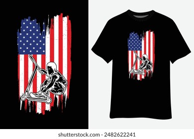 US American Flag Stunt Scooter American Kick Trick Competition Gift T-Shirt Design