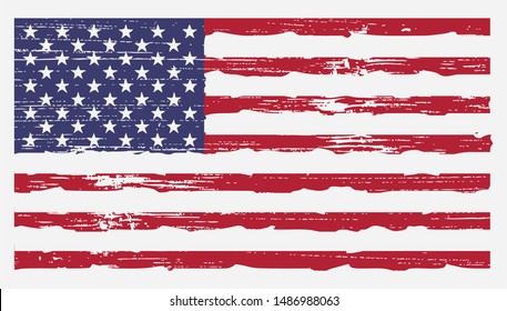 US American Flag Vector Background in Rustic Retro Vintage Grunge Style