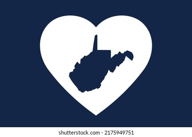 US American State Inside The Heart Shape. Virginia State. Patriotic Heart Symbol. Love America Symbol. Vector Illustration