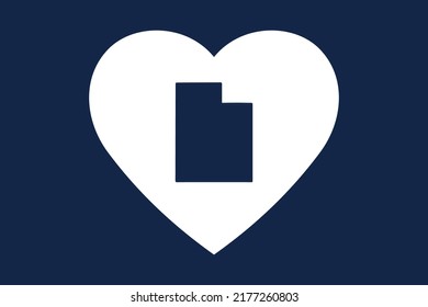 US American State Inside The Heart Shape. Utah State. Patriotic Heart Symbol. Love America Symbol. Vector Illustration