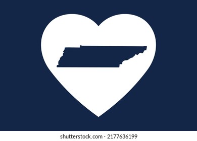 US American State Inside The Heart Shape. Tennessee State. Patriotic Heart Symbol. Love America Symbol. Vector Illustration