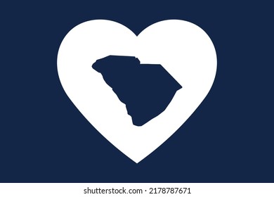 US American state inside the heart shape. South Carolina state. Patriotic heart symbol. Love America symbol. Vector illustration