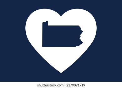 US American state inside the heart shape. Pennsylvania state. Patriotic heart symbol. Love America symbol. Vector illustration