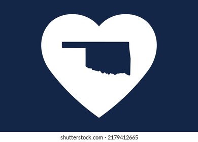 US American State Inside The Heart Shape. Oklahoma State. Patriotic Heart Symbol. Love America Symbol. Vector Illustration