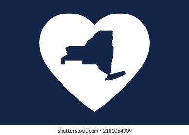 US American state inside the heart shape. New York state. Patriotic heart symbol. Love America symbol. Vector illustration