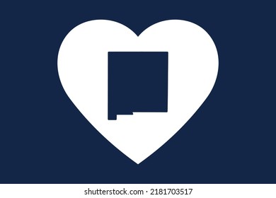 US American state inside the heart shape. New Mexico state. Patriotic heart symbol. Love America symbol. Vector illustration
