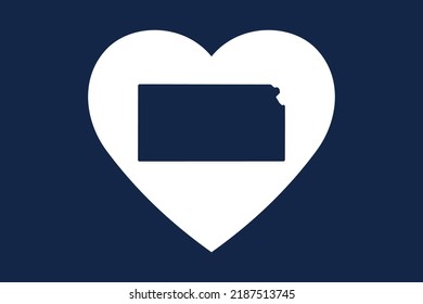 El estado norteamericano dentro de la forma del corazón. Estado de Kansas. Símbolo patriótico del corazón. Amar el símbolo de Estados Unidos. Ilustración del vector