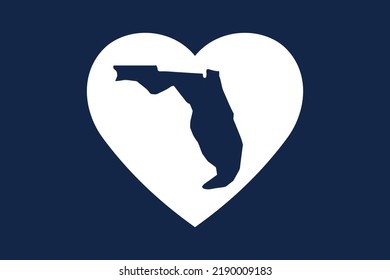 US American state inside the heart shape. Florida state. Patriotic heart symbol. Love America symbol. Vector illustration