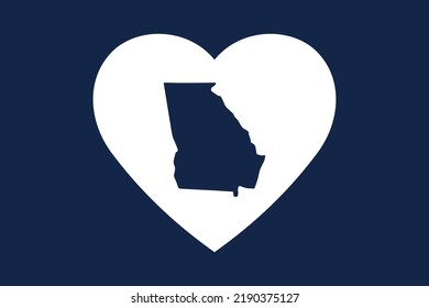 US American state inside the heart shape. Georgia state. Patriotic heart symbol. Love America symbol. Vector illustration