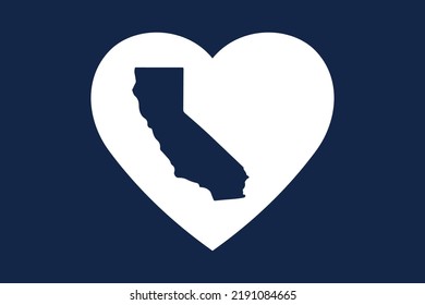 US American state inside the heart shape. California state. Patriotic heart symbol. Love America symbol. Vector illustration