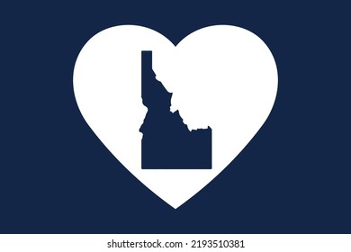 US American state inside the heart shape. Idaho state. Patriotic heart symbol. Love America symbol. Vector illustration